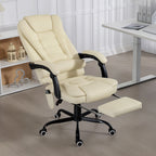 Fauteuil de bureau massant, dossier inclinable et télécommande filaire, beige
