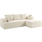 Canapé d'angle 256 cm avec méridienne, canapé-lit 3 places, beige
