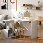 Bureau d'angle bureau en L, plateau à clavier coulissant, 120x100x76cm, blanc