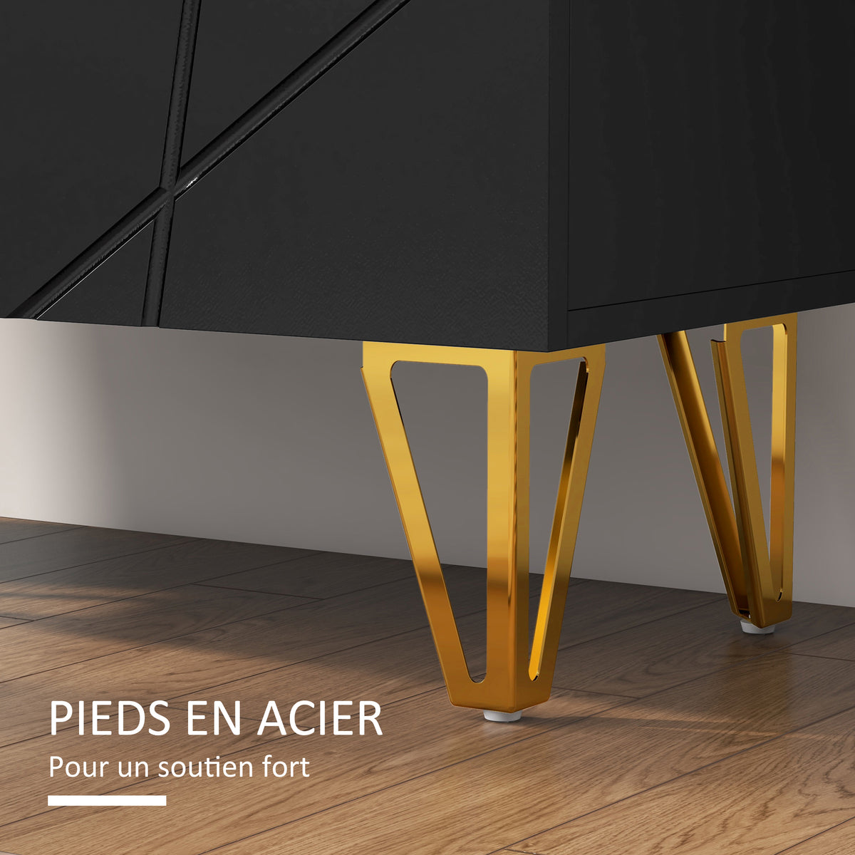 Meuble à chaussures 2 portes, étagères réglables, 72 x 31,5 x 95 cm noir laqué