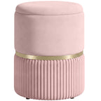 Pouf tabouret repose-pied coffre de rangement en velours 36 x 36 x 44 cm rose