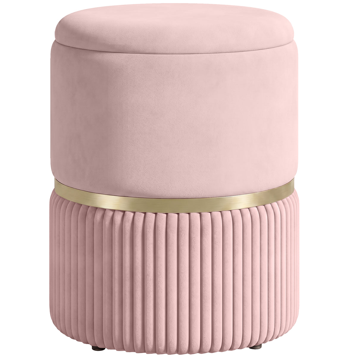Pouf tabouret repose-pied coffre de rangement en velours 36 x 36 x 44 cm rose