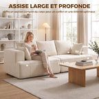 Canapé 3 places 248 cm, coussins à ressorts, beige