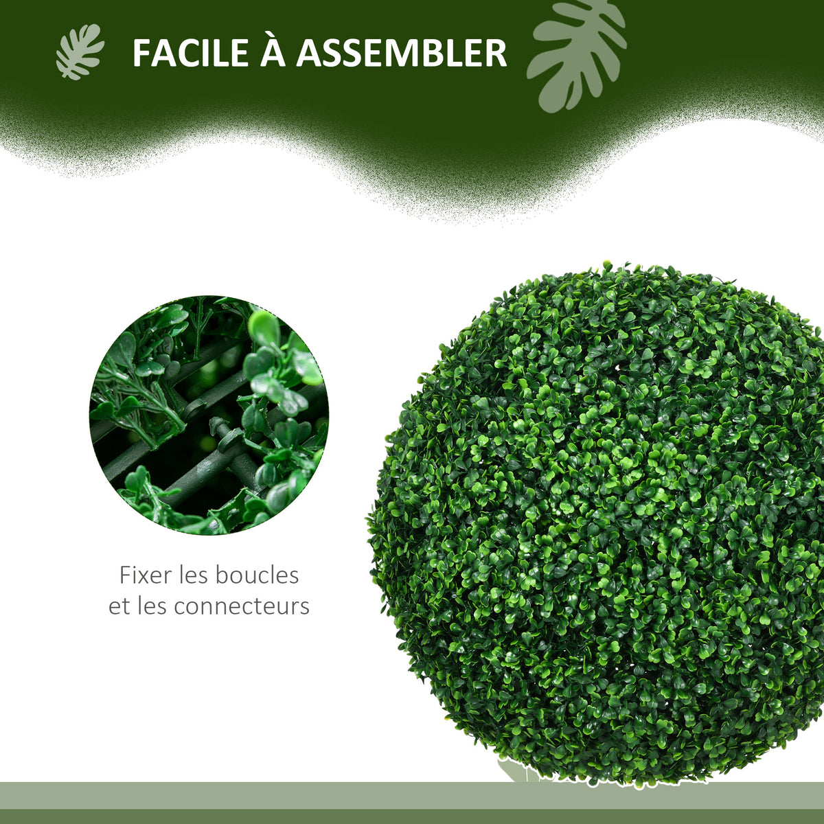 Lot de 2 boules de buis artificielles de 50 cm, vert