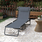 Transat Pliable, Dossier inclinable Multi-Positions, Acier thermoplastique + Lacets élastiques Noir