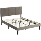 Cadre de lit double 140 x 190 cm, tête de lit réglable sommier 150 x 198 x 100/105/110/115/120 cm gris