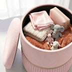 Pouf tabouret repose-pied coffre de rangement en velours 36 x 36 x 44 cm rose