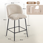 Lot de 2 tabourets de bar, repose-pied, hauteur d'assise 68 cm, beige