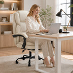 Chaise Bureau Ergonomique, 65x67x111-119cm, Beige
