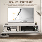 Meuble TV suspendu avec placard, jusqu'à 70 pouces, blanc