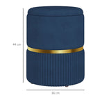 Pouf tabouret repose-pied coffre de rangement en velours 36 x 36 x 44 cm bleu