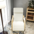 Fauteuil à bascule avec repose-pieds réglable, poche latérale, blanc crème