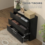 Commode 3 tiroirs, épuré,  80l x 39P x 73H cm