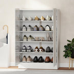 Meuble à chaussures 20 paires à haute brillance, 5 niveaux, étagères réglables 72x34,5x103cm blanc