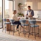 Lot de 2 tabourets de bar, repose-pieds, 49 x 53 x 93 cm, gris