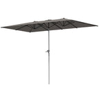 Parasol de jardin, rectangulaire 451 x 264 cm avec manivelle toile polyester 200g/m² gris foncé