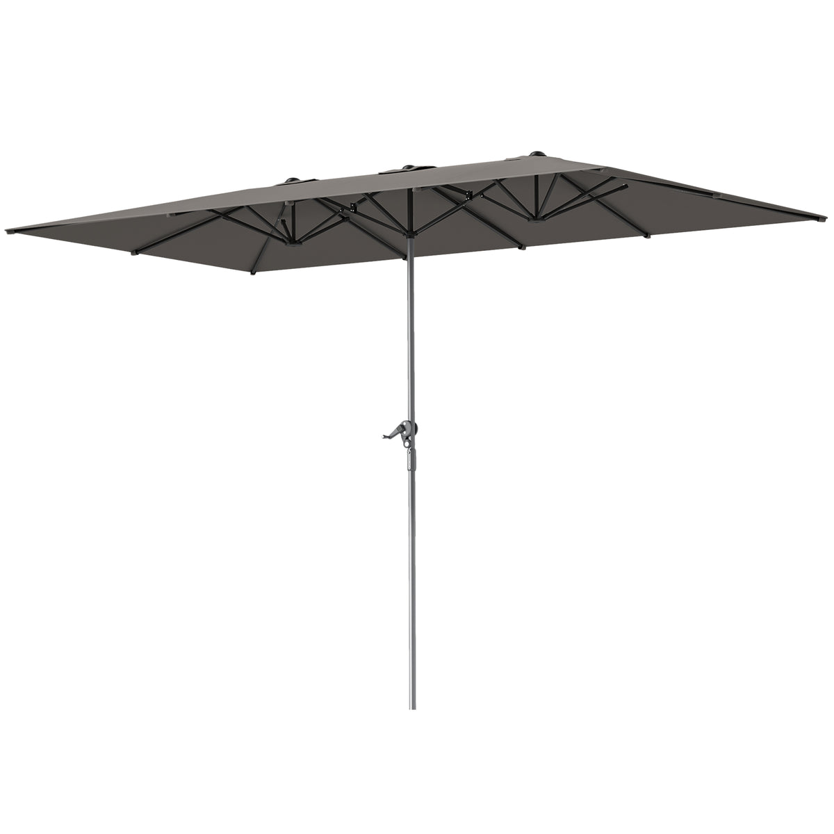 Parasol de jardin, rectangulaire 451 x 264 cm avec manivelle toile polyester 200g/m² gris foncé