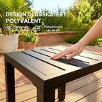 Table de jardin carrée, cadre en métal,noir