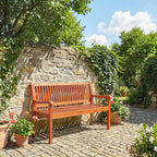 Banc de Jardin 2 Places avec Housse Imperméable et Dossier Ergonomique, Bois Marron Clair