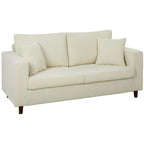 Canapé 2 Places en Velours, 170 cm, Coussin à Ressorts, Crème