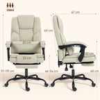 Chaise Bureau Ergonomique, 65x67x111-119cm, Beige