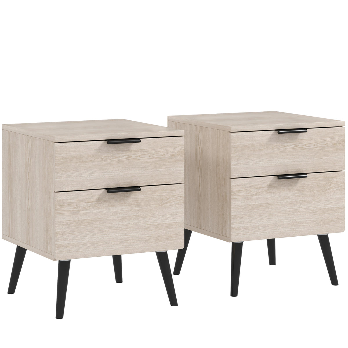 2 tables de chevet - style nordique moderne avec tiroir à deux niveaux 40 x 40 x 50 cm chêne