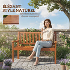 Banc de Jardin 2 Places avec Housse Imperméable et Dossier Ergonomique, Bois Marron Clair