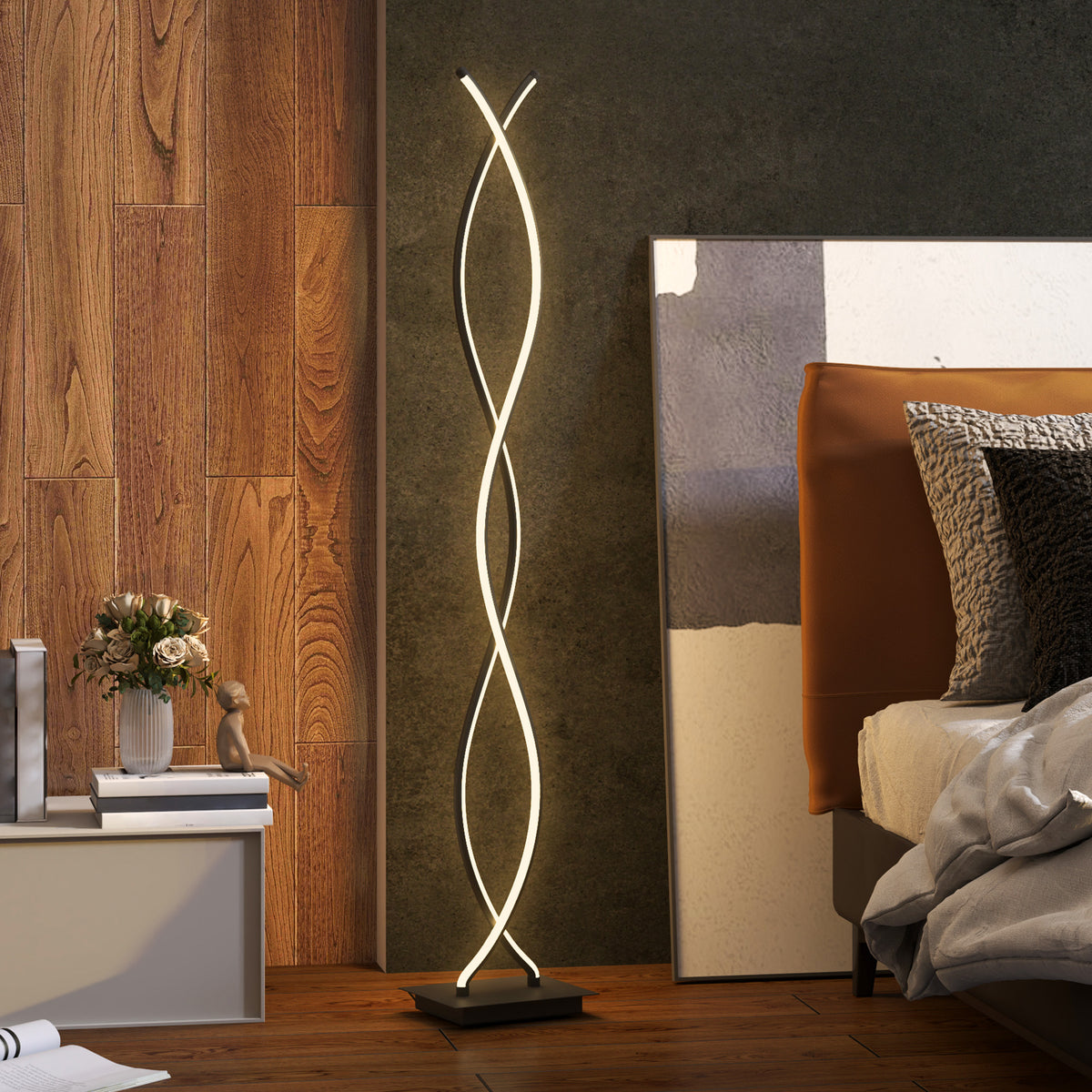 Lampadaire / lampe 3 niveaux de luminosité réglables avec interrupteur à pied, noir
