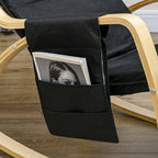 Fauteuil à bascule avec repose-pieds réglable, poche latérale, noir