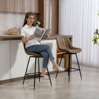 Lot de 2 tabourets de bar, repose-pieds, marron