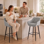 Lot de 2 Tabourets de Bar, Repose-Pieds, Gris