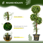 Plante artificielle, 3 boules de buis avec pot ciment, hauteur 115 cm