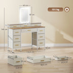 Coiffeuse avec miroir et lumières LED 118,5 x 39,5 x 140 cm