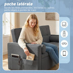Canapé convertible 2 places, canapé-lit, 2 coussins 80,5x137,5x84cm gris