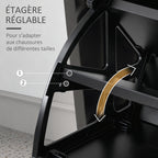 Meuble d'entrée 3 en 1, porte-manteau, miroir et banc à chaussures noir