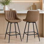 Lot de 2 tabourets de bar, repose-pieds, marron