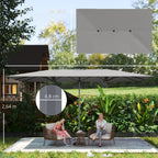 Parasol de jardin, rectangulaire 451 x 264 cm avec manivelle toile polyester 200g/m² gris foncé