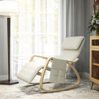 Fauteuil à bascule avec repose-pieds réglable, poche latérale, blanc crème