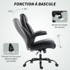 Fauteuil de bureau, ergonomique, bascule, noir