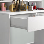 Coiffeuse avec miroir, tiroirs, 3 modes d'éclairage, 10 ampoules, 80 x 40 x 135 cm, blanc