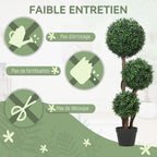 Plante Artificielle 100 cm, 3 Boules de Buis, Pot, Vert