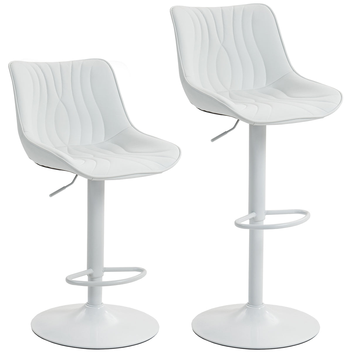 Lot de 2 tabourets de bar, repose-pieds blanc