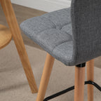 Lot de 2 tabourets de bar, repose-pieds, pieds en bois, 41,5x47x97,5cm, gris