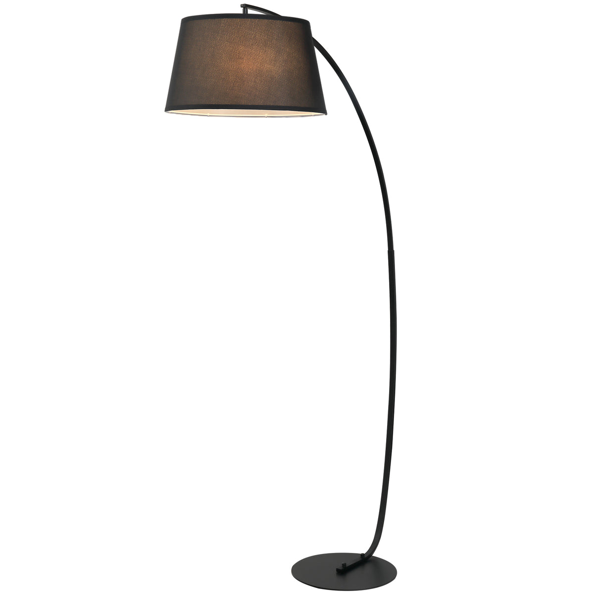 Lampadaire / lampe, Arc Salon Courbée - Arceau Moderne en Métal - Métal et Lin, Noir
