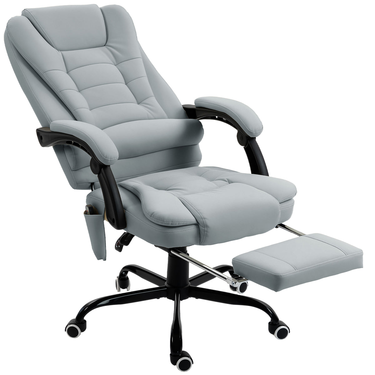Fauteuil de bureau massant, inclinable et télécommande filaire, gris