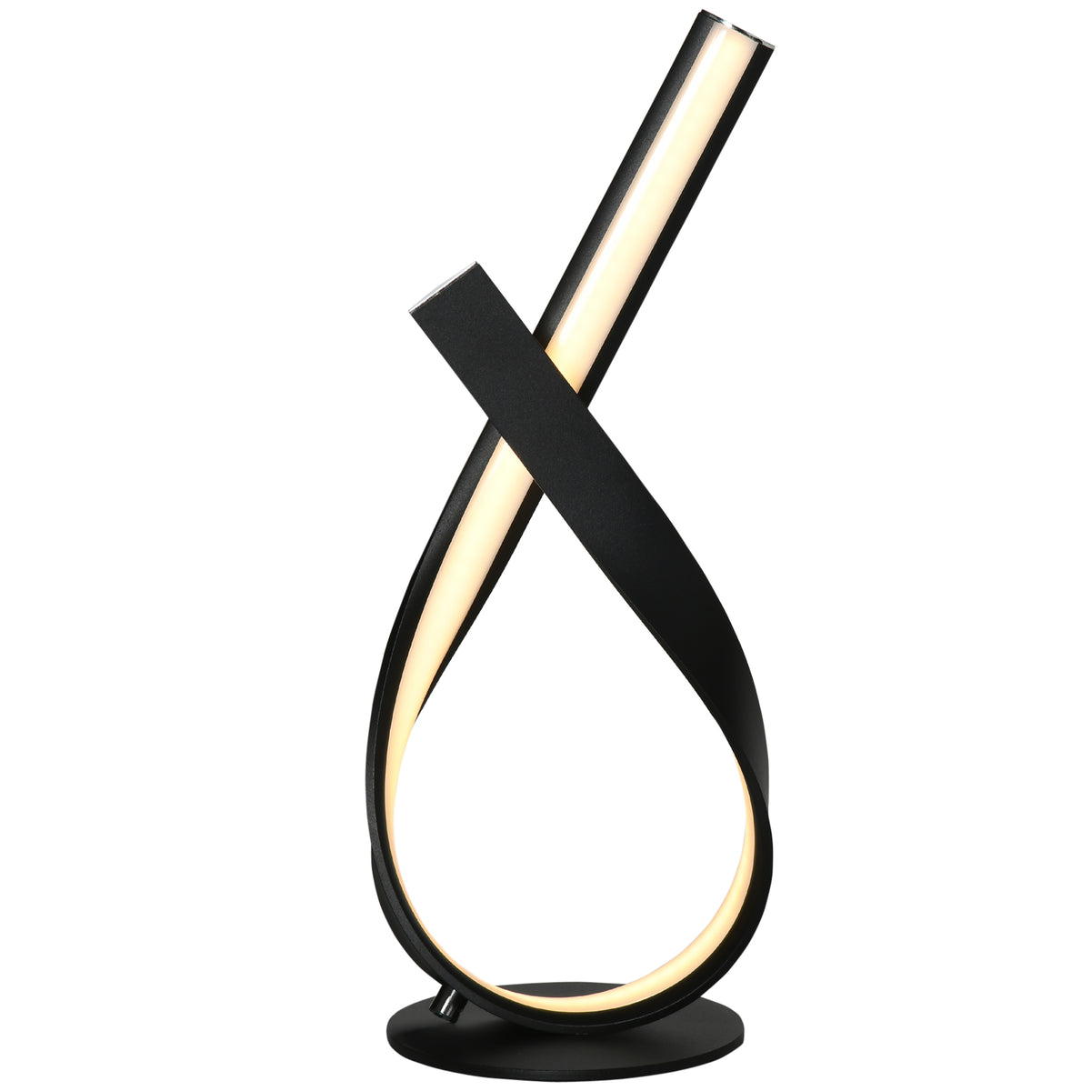 Lampe à design contemporain - design spirale - dim. 21L x 15l x 43H cm - alu. noir LED blanc chaud