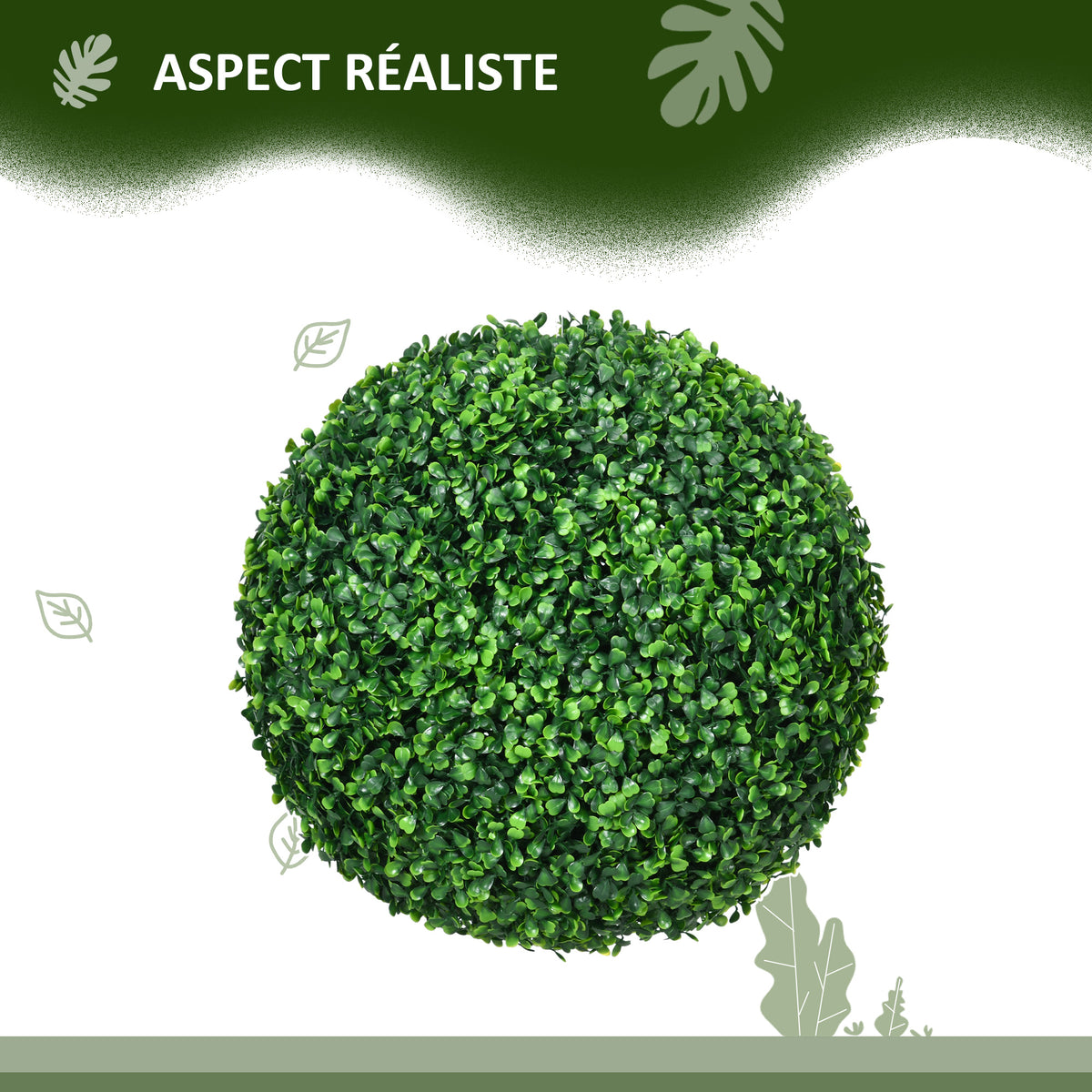 Lot de 2 boules de buis artificielles de 40 cm, vert