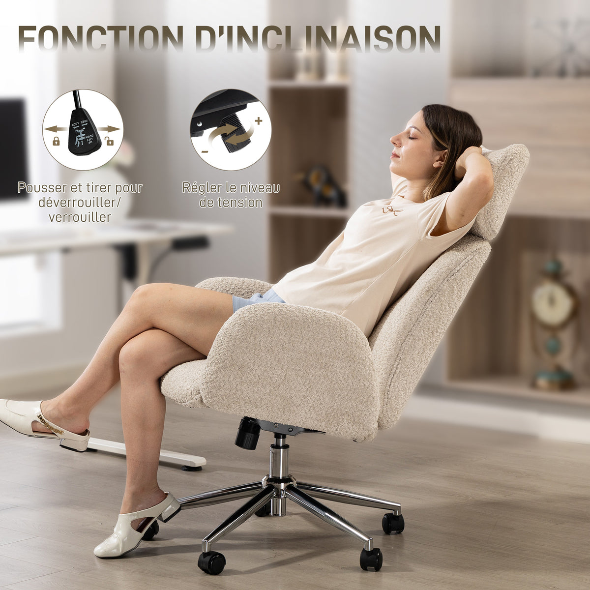 Chaise bureau ergonomique, pivotante, bascule, gris