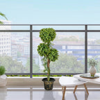 Plante artificielle, 3 boules de buis avec pot ciment, hauteur 115 cm