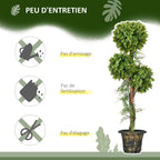 Plante artificielle, 3 boules de buis avec pot ciment, hauteur 115 cm